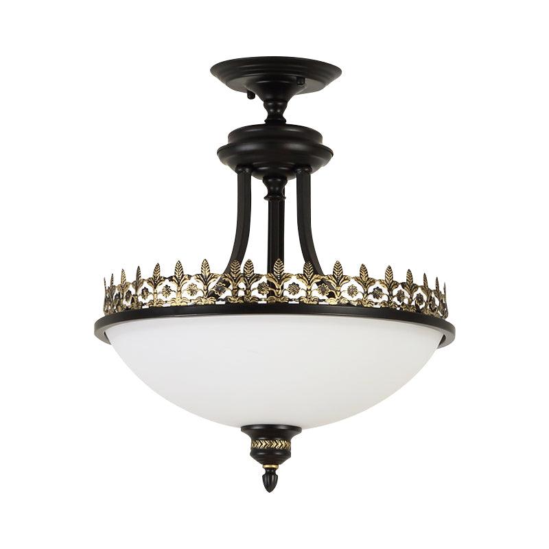 Black Vintage Bowl Frosted Glass Ceiling Light 16.9" by FIFTH & BEAM — product view 1
