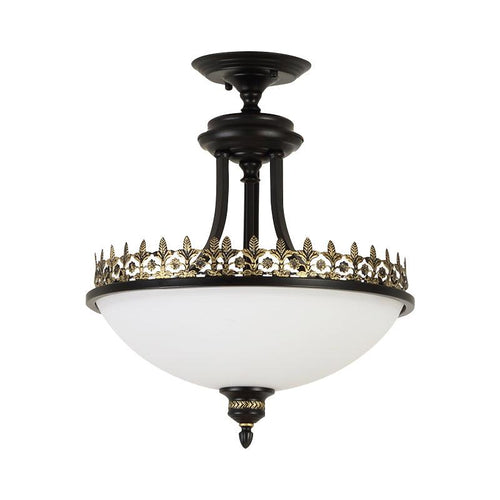 Black Vintage Bowl Frosted Glass Ceiling Light 16.9" by FIFTH & BEAM — product view 1