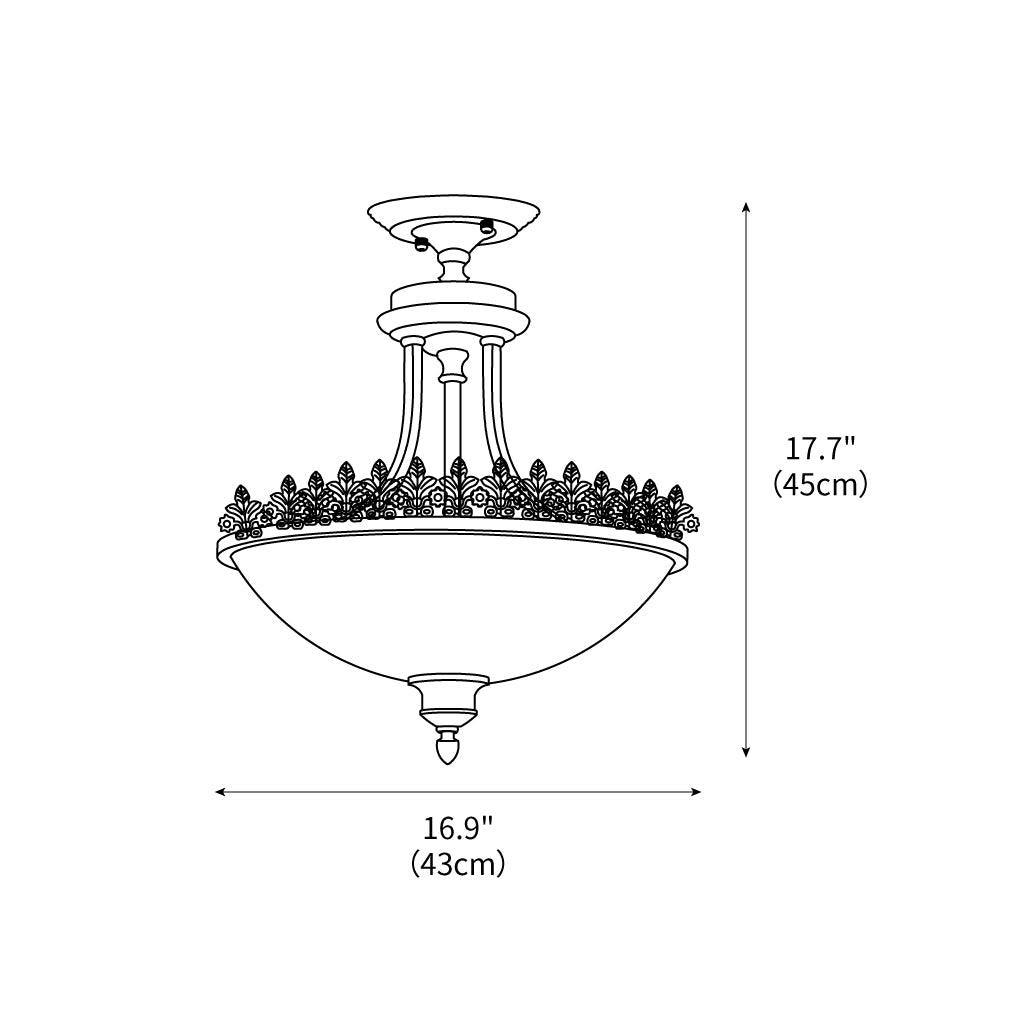 Black Vintage Bowl Frosted Glass Ceiling Light 16.9" by FIFTH & BEAM — product view 3