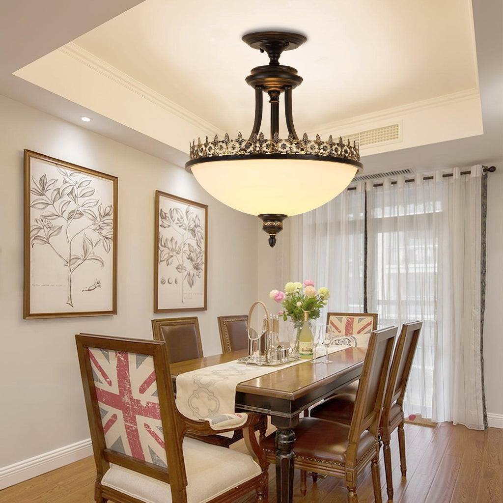 Black Vintage Bowl Frosted Glass Ceiling Light 16.9" by FIFTH & BEAM — product view 4