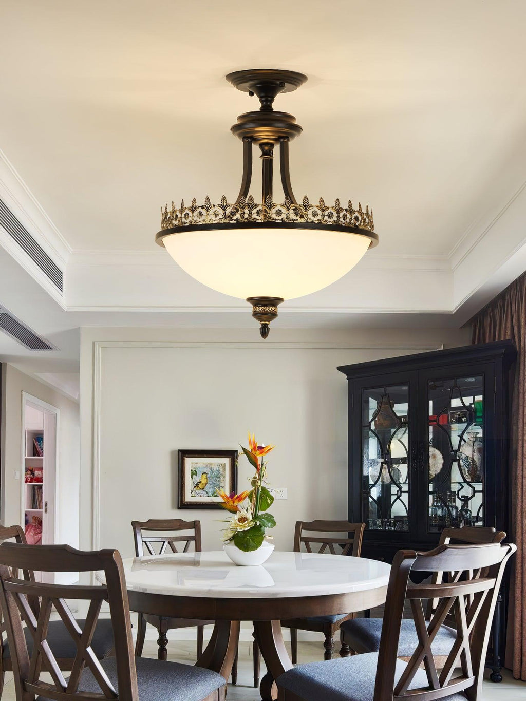 Black Vintage Bowl Frosted Glass Ceiling Light 16.9" by FIFTH & BEAM — product view 5