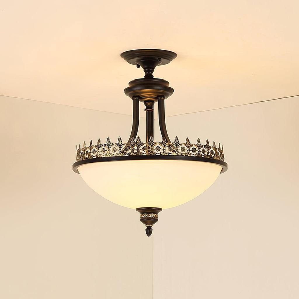 Black Vintage Bowl Frosted Glass Ceiling Light 16.9" by FIFTH & BEAM — product view 7