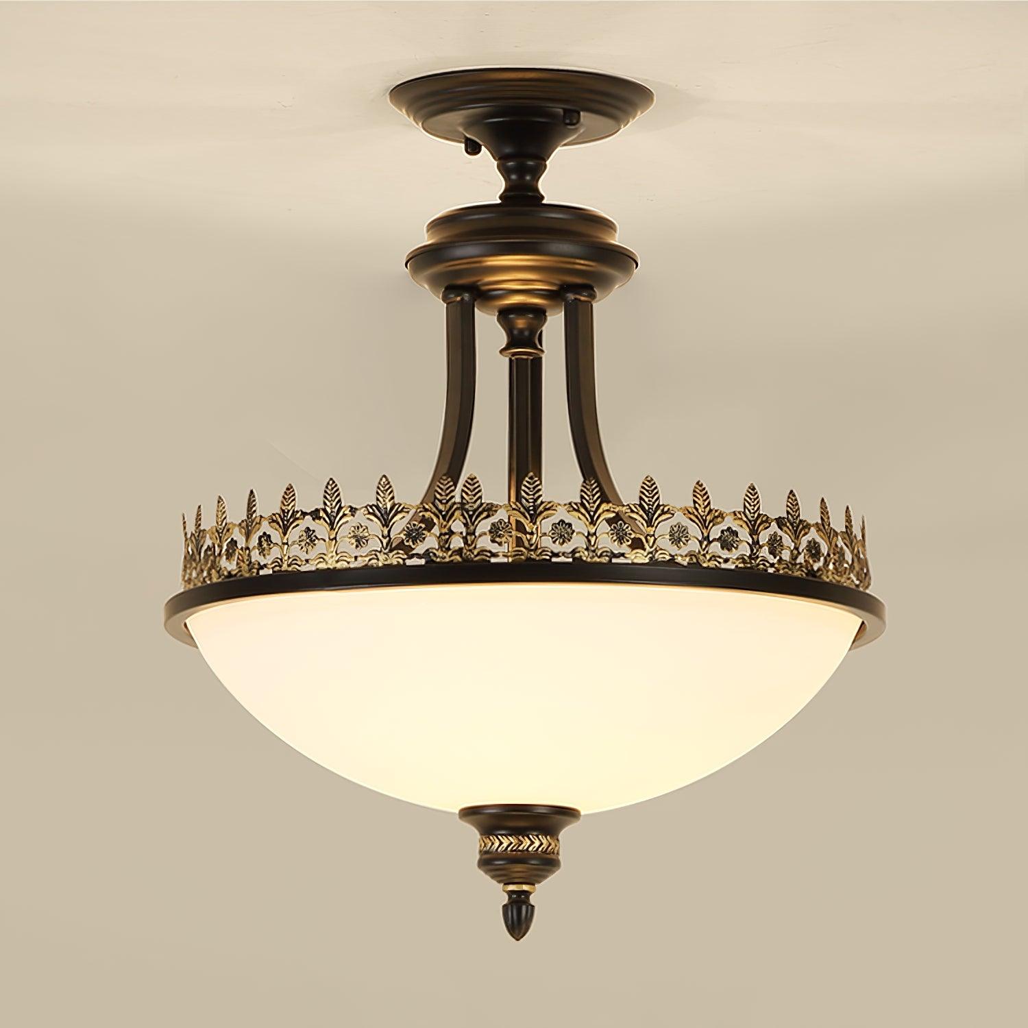 Black Vintage Bowl Frosted Glass Ceiling Light 16.9" by FIFTH & BEAM — product view 8