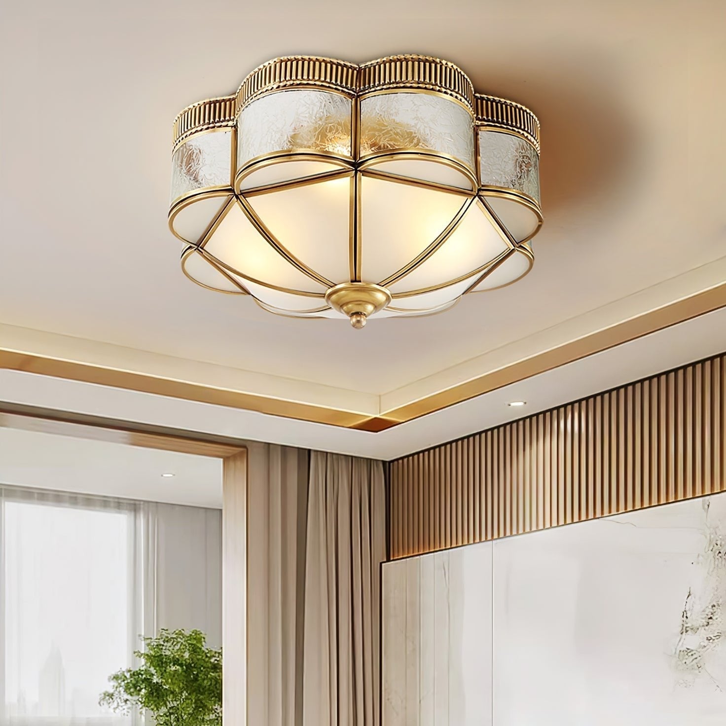 Brass Domed Flush Ceiling Lamp by FIFTH & BEAM — product view 2