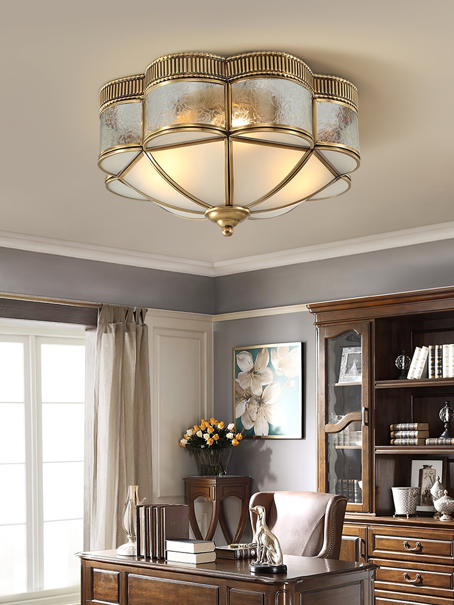 Brass Domed Flush Ceiling Lamp by FIFTH & BEAM — product view 12