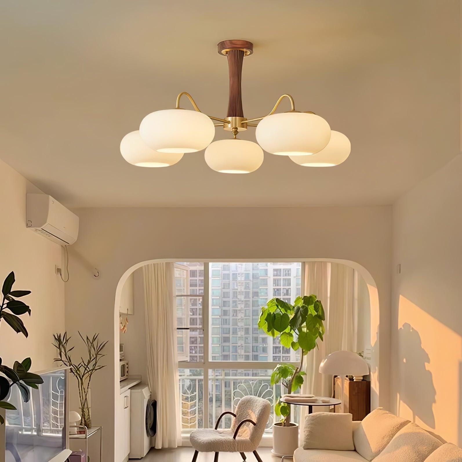 Brass Wooden Persimmon Chandelier by FIFTH & BEAM — product view 4