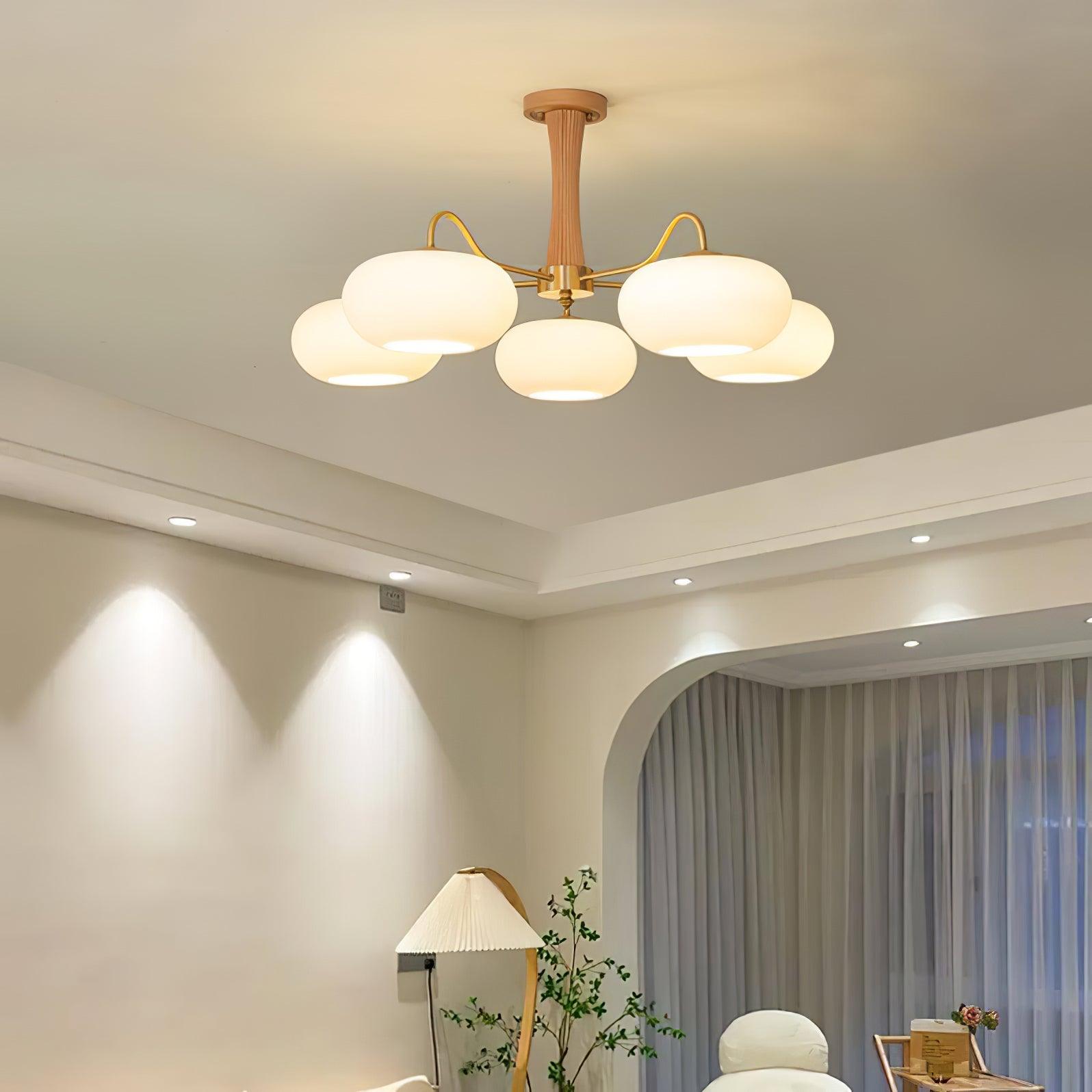 Brass Wooden Persimmon Chandelier by FIFTH & BEAM — product view 5