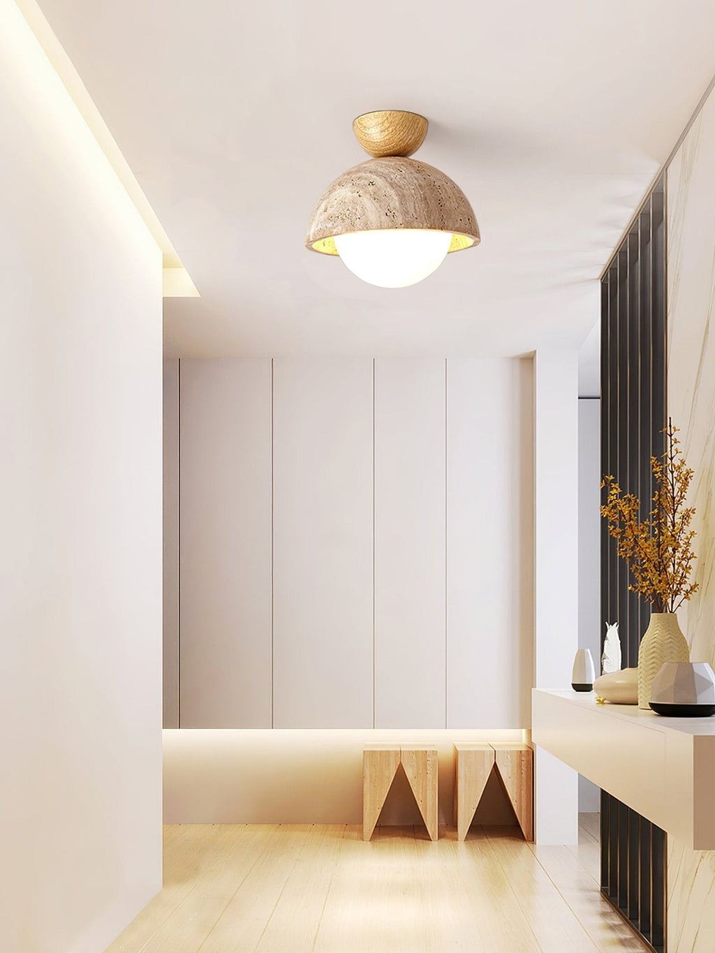 Flore Travertine Bud Ceiling Light by FIFTH & BEAM — product view 10