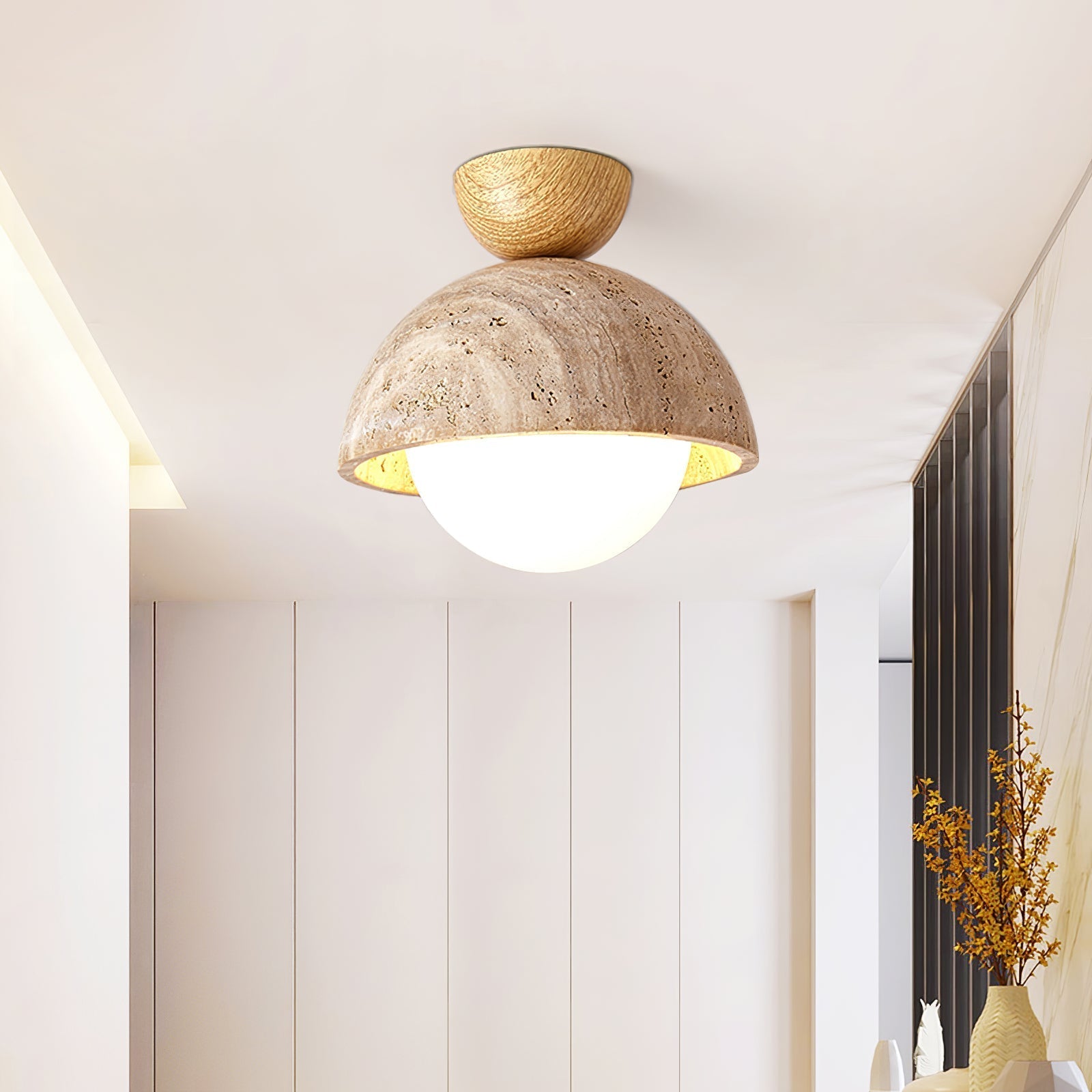 Flore Travertine Bud Ceiling Light by FIFTH & BEAM — product view 12