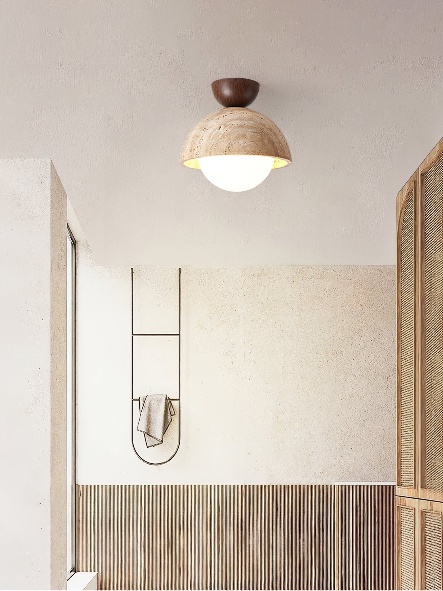 Flore Travertine Bud Ceiling Light by FIFTH & BEAM — product view 2