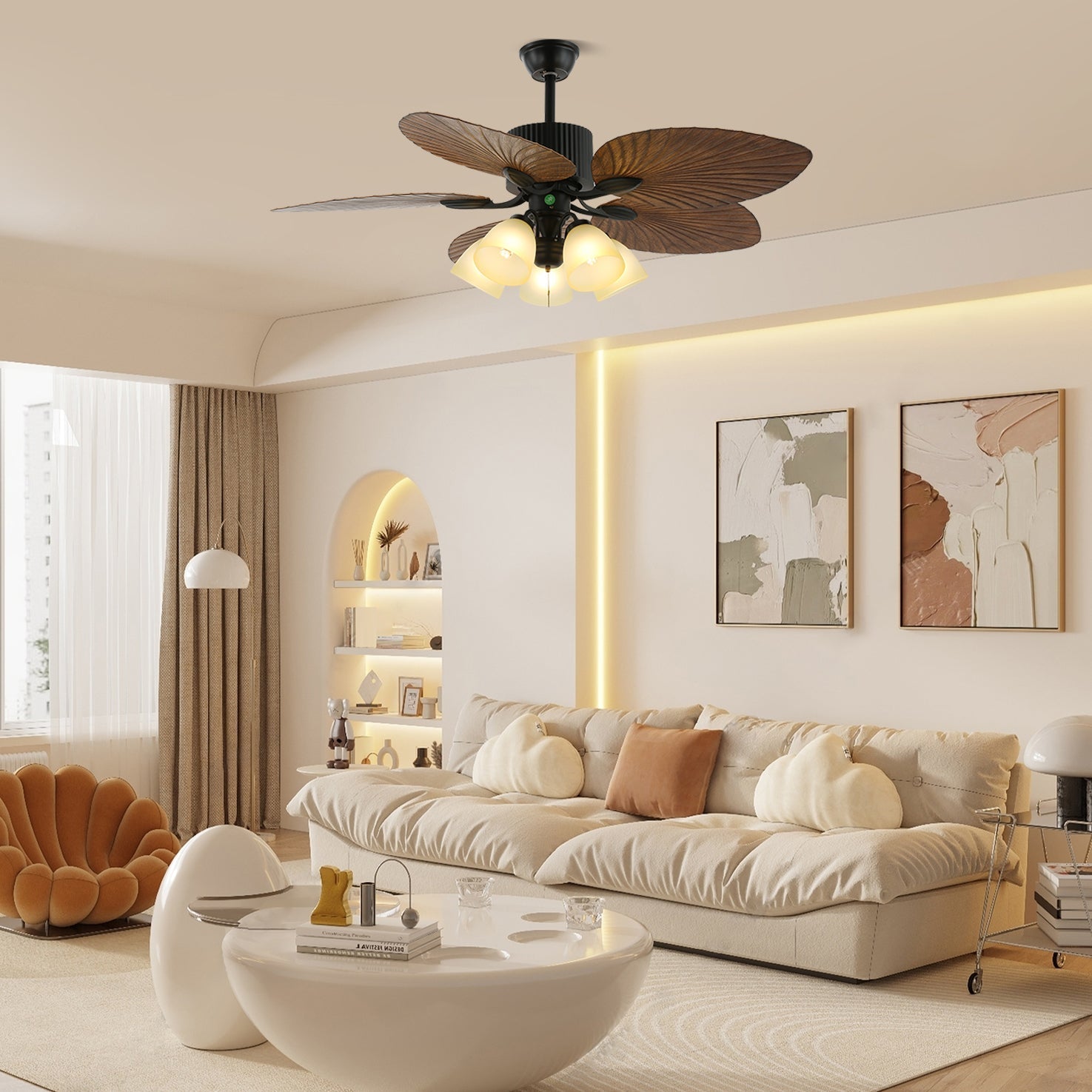 Banana Leaves Ceiling Fan Light by FIFTH & BEAM — product view 12