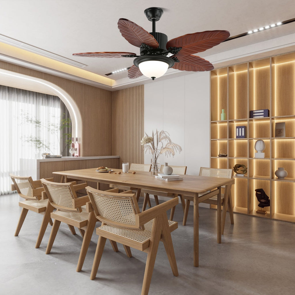 Banana Wood Leaves Ceiling Fan Light by FIFTH & BEAM — product view 12