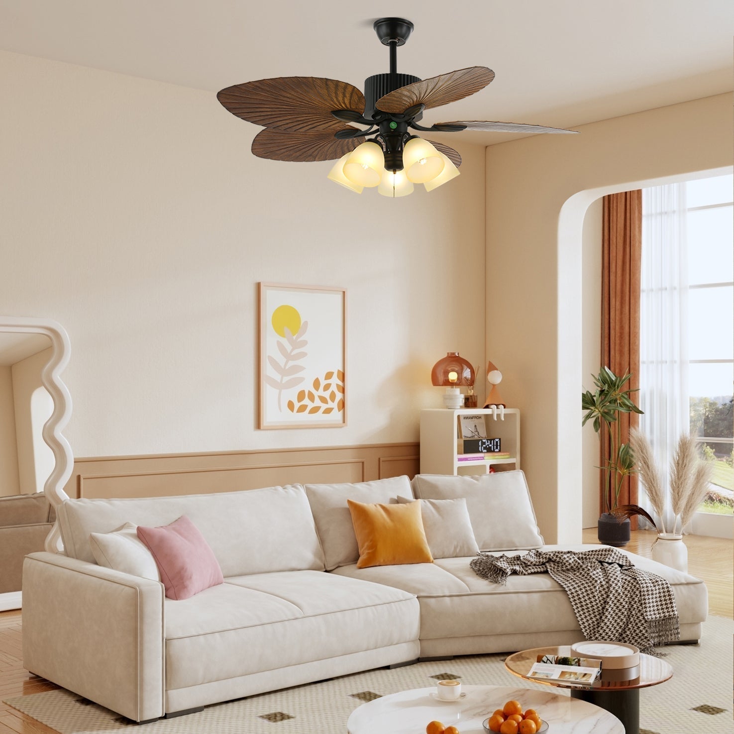 Banana Leaves Ceiling Fan Light by FIFTH & BEAM — product view 23