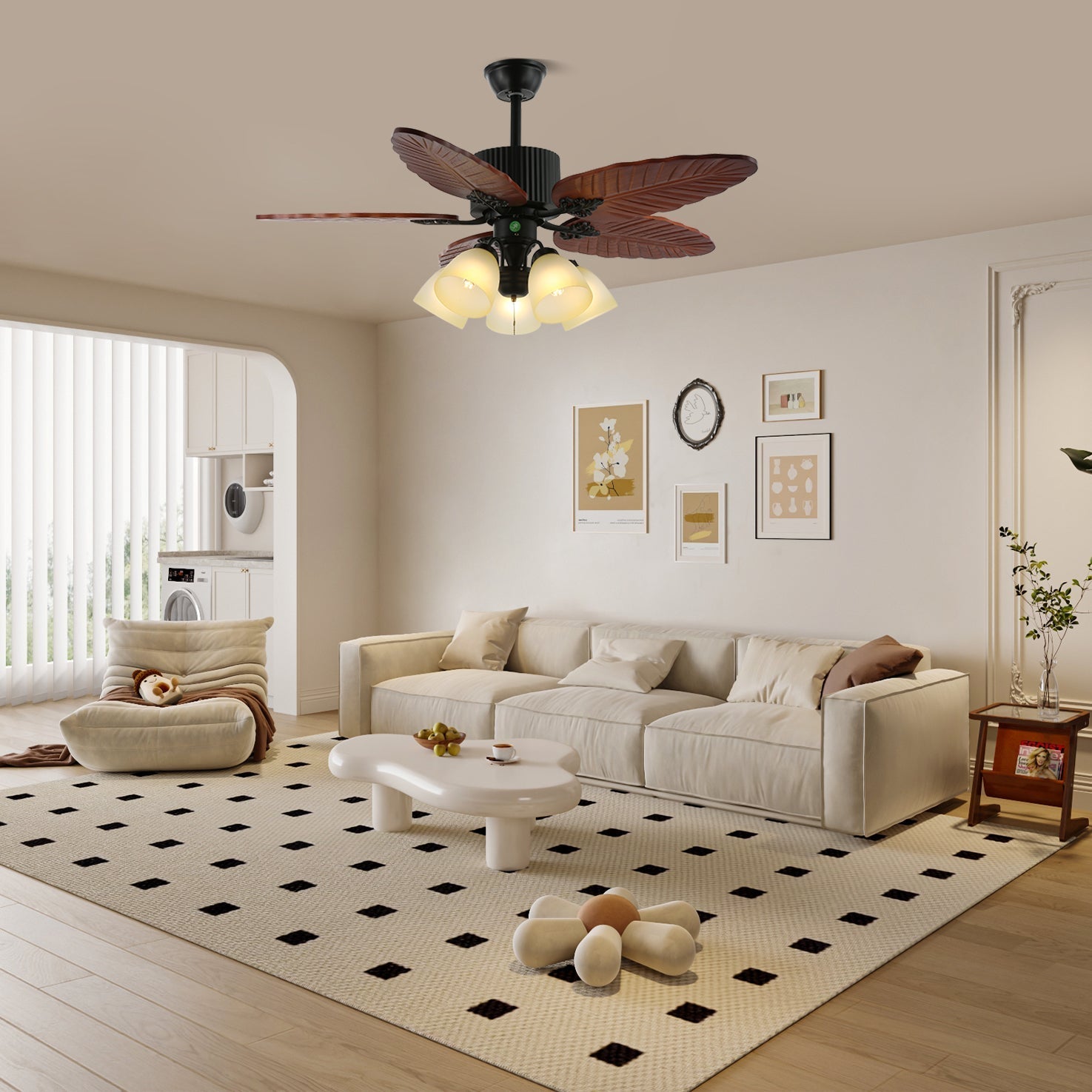 Banana Wood Leaves Ceiling Fan Light by FIFTH & BEAM — product view 11