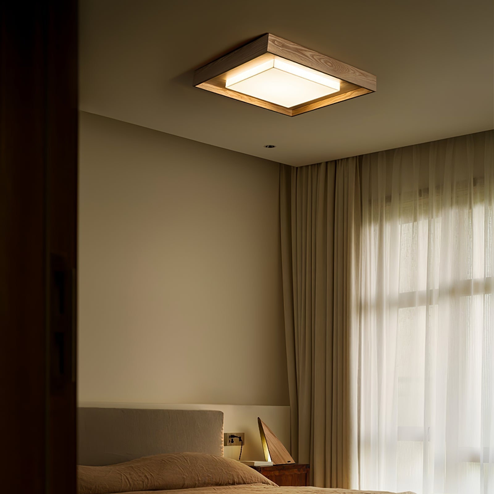 Kurin Wood Frame Ceiling Light by FIFTH & BEAM — product view 3