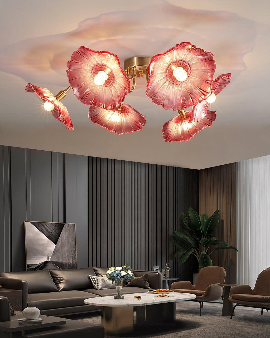 Lotus Leaf Glass Ceiling Lamp by FIFTH & BEAM — product view 9