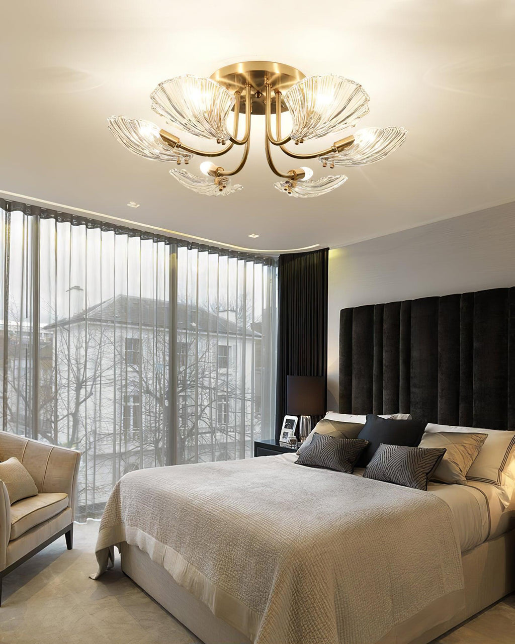 Luxury Shell Brass Ceiling Lamp by FIFTH & BEAM — product view 10