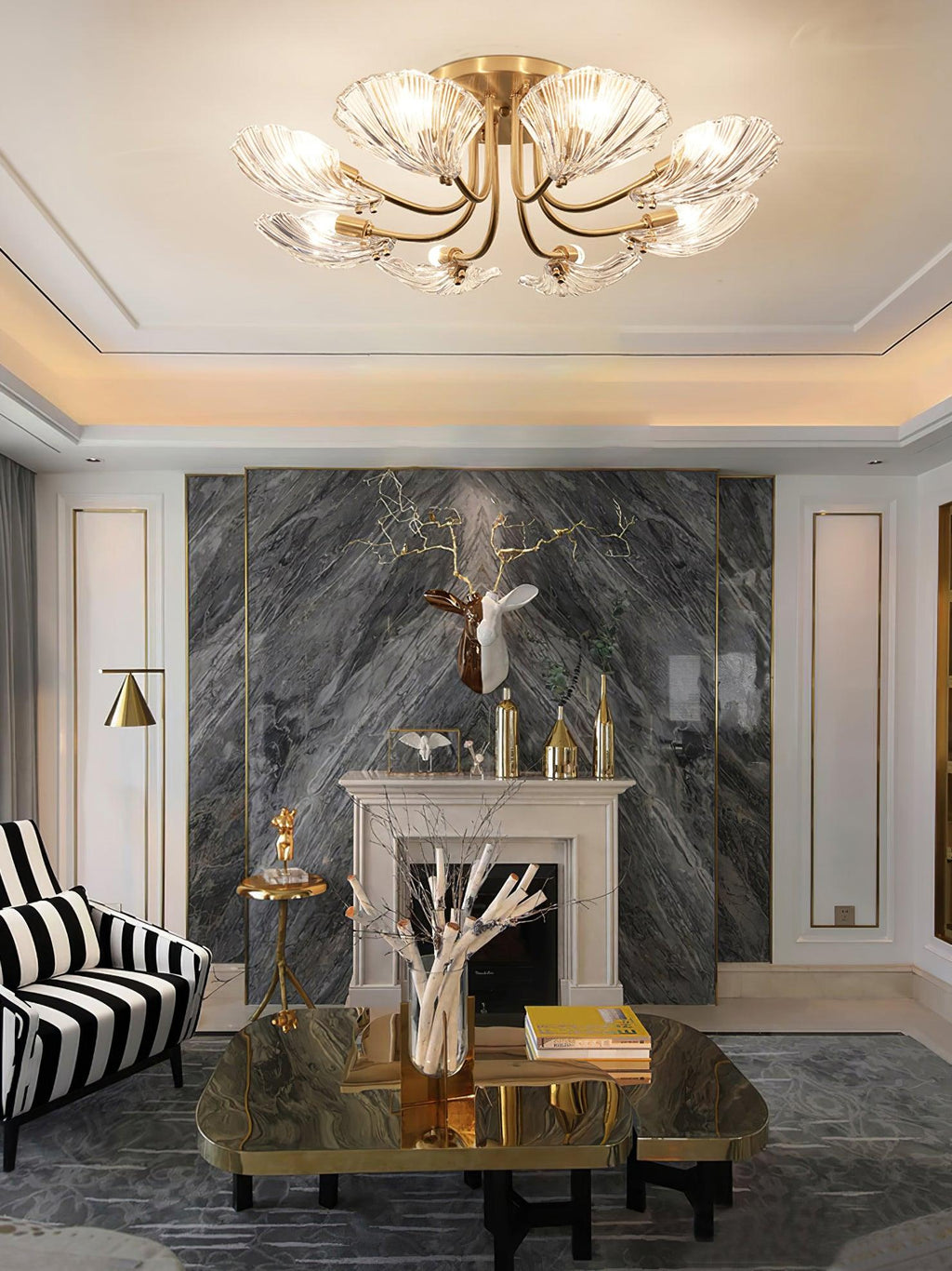Luxury Shell Brass Ceiling Lamp by FIFTH & BEAM — product view 14