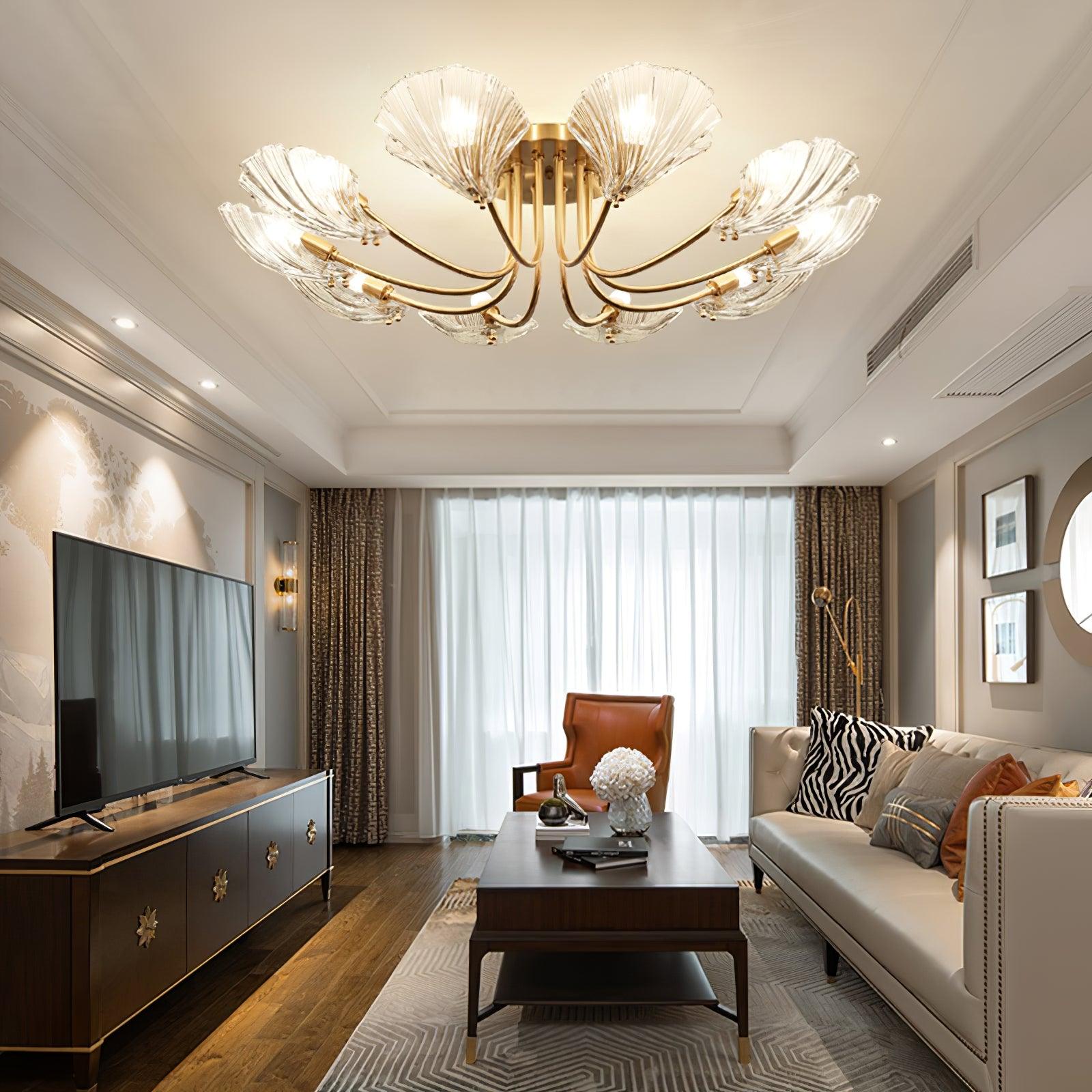Luxury Shell Brass Ceiling Lamp by FIFTH & BEAM — product view 4