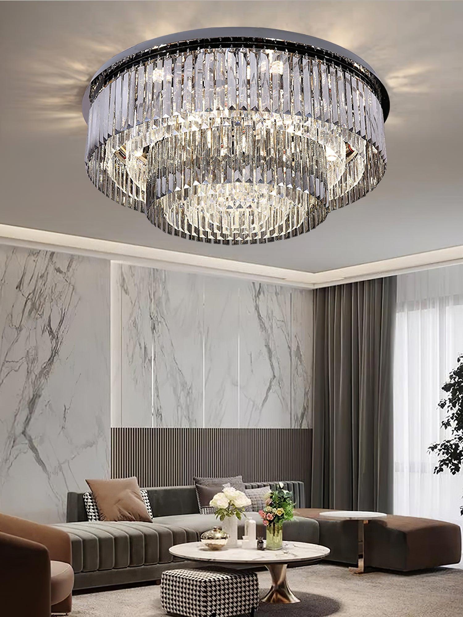 Flush Chrome Crystal Ceiling Light by FIFTH & BEAM — product view 7