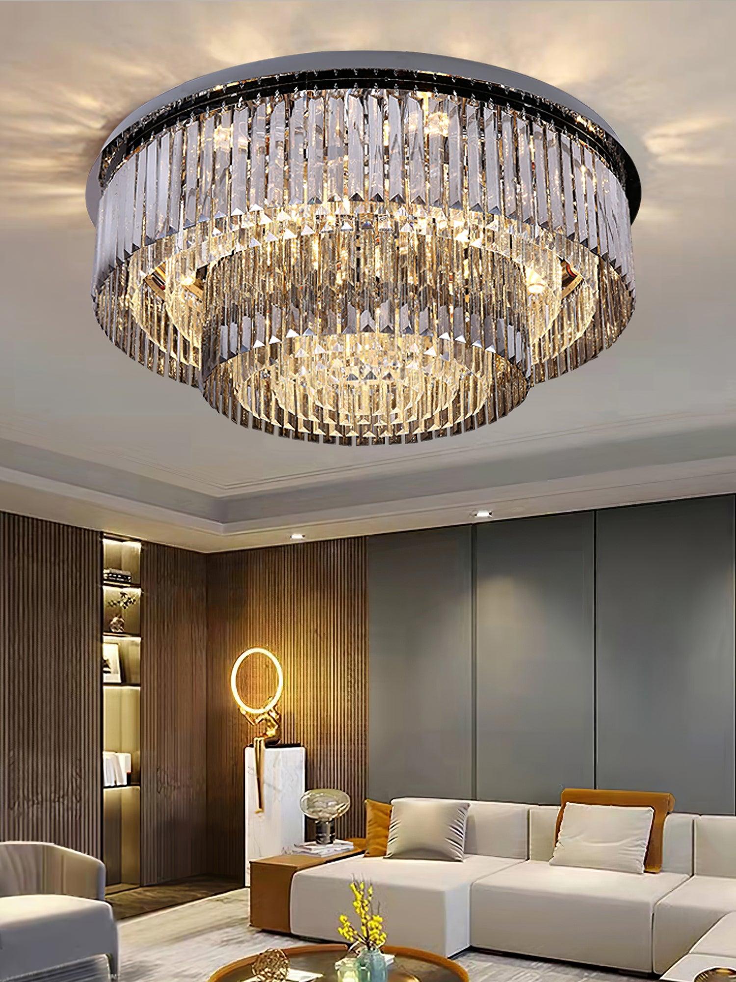 Flush Chrome Crystal Ceiling Light by FIFTH & BEAM — product view 8
