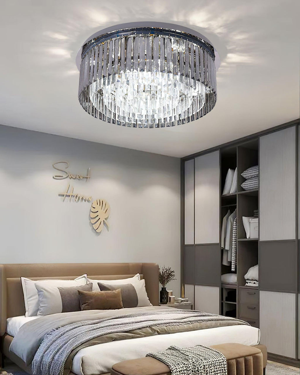 Flush Chrome Crystal Ceiling Light by FIFTH & BEAM — product view 9