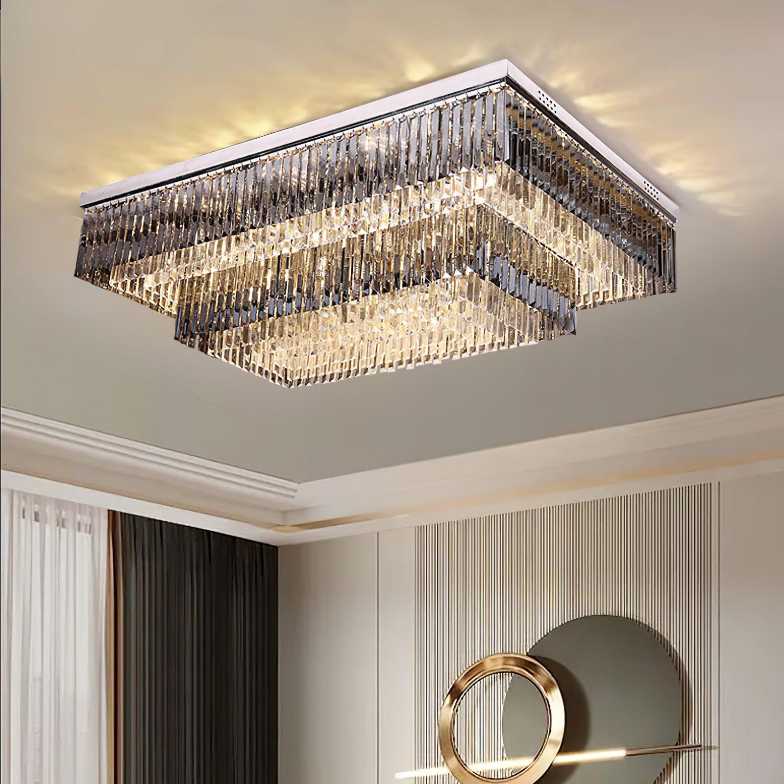 Flush Chrome Crystal Ceiling Light by FIFTH & BEAM — product view 2