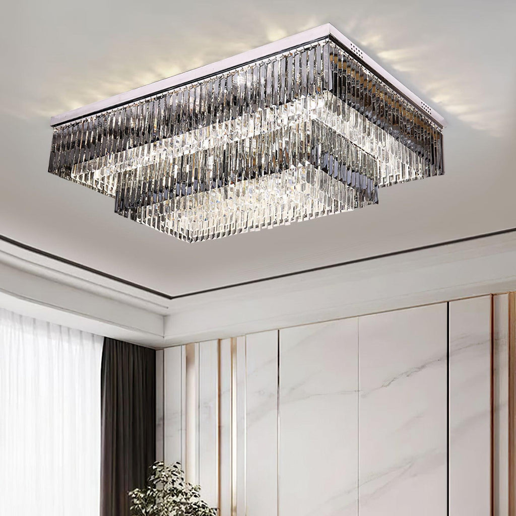 Flush Chrome Crystal Ceiling Light by FIFTH & BEAM — product view 4