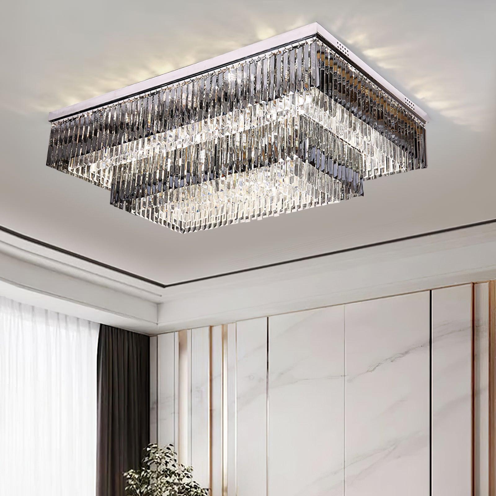 Flush Chrome Crystal Ceiling Light by FIFTH & BEAM — product view 4