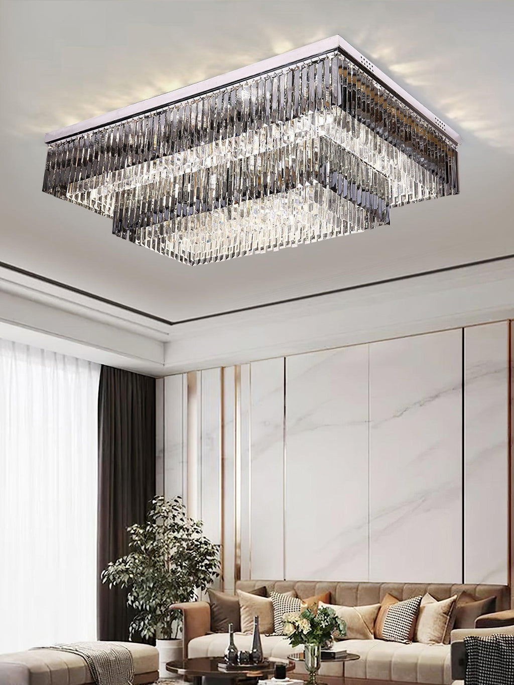 Flush Chrome Crystal Ceiling Light by FIFTH & BEAM — product view 5