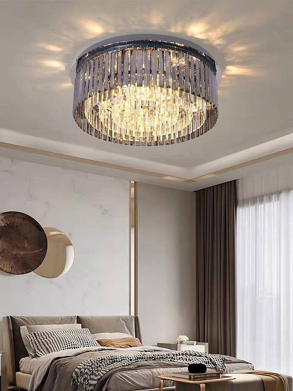 Flush Chrome Crystal Ceiling Light by FIFTH & BEAM — product view 6