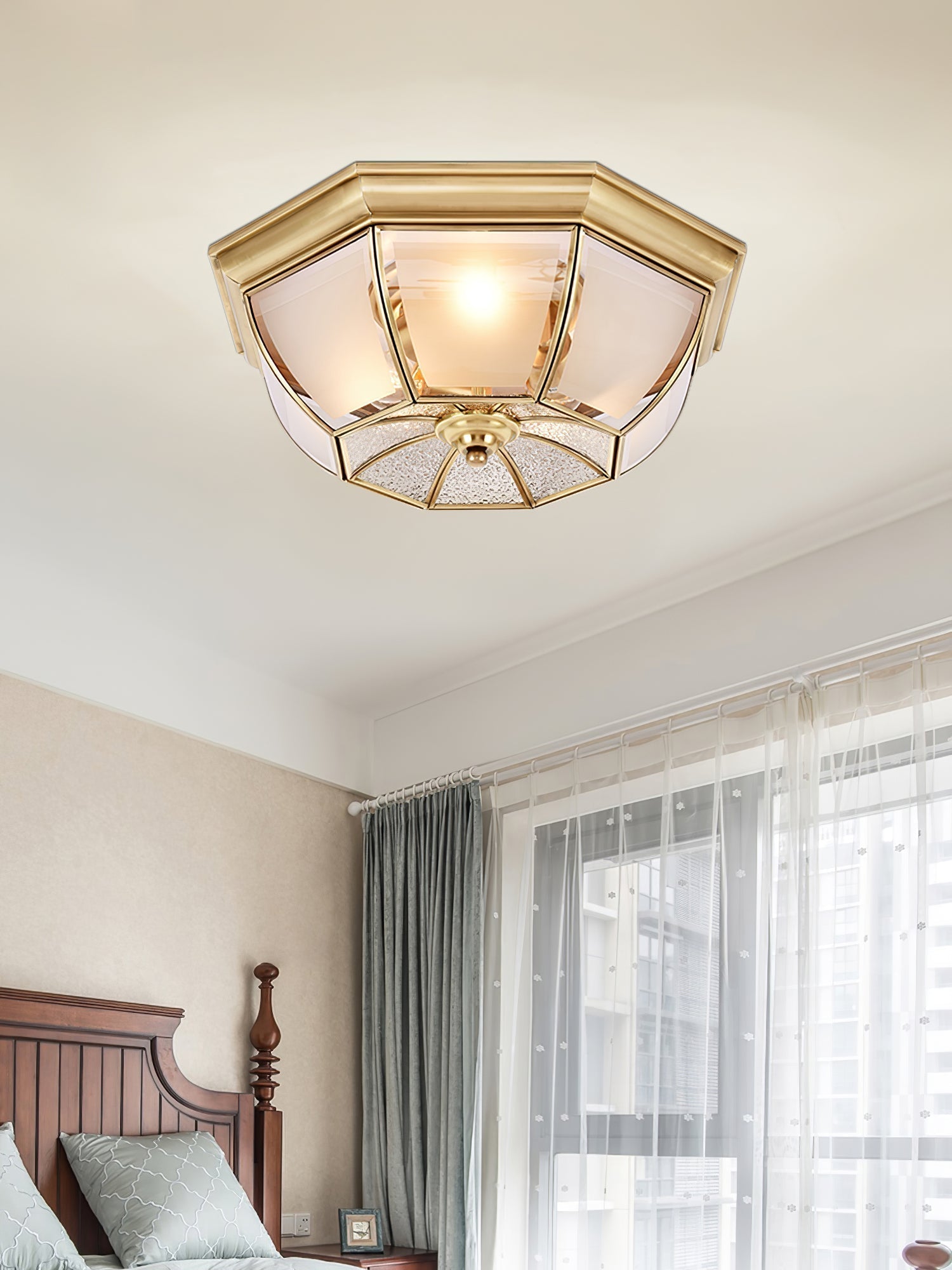 Bowl Shaped Brass Ceiling Lamp by FIFTH & BEAM — product view 6