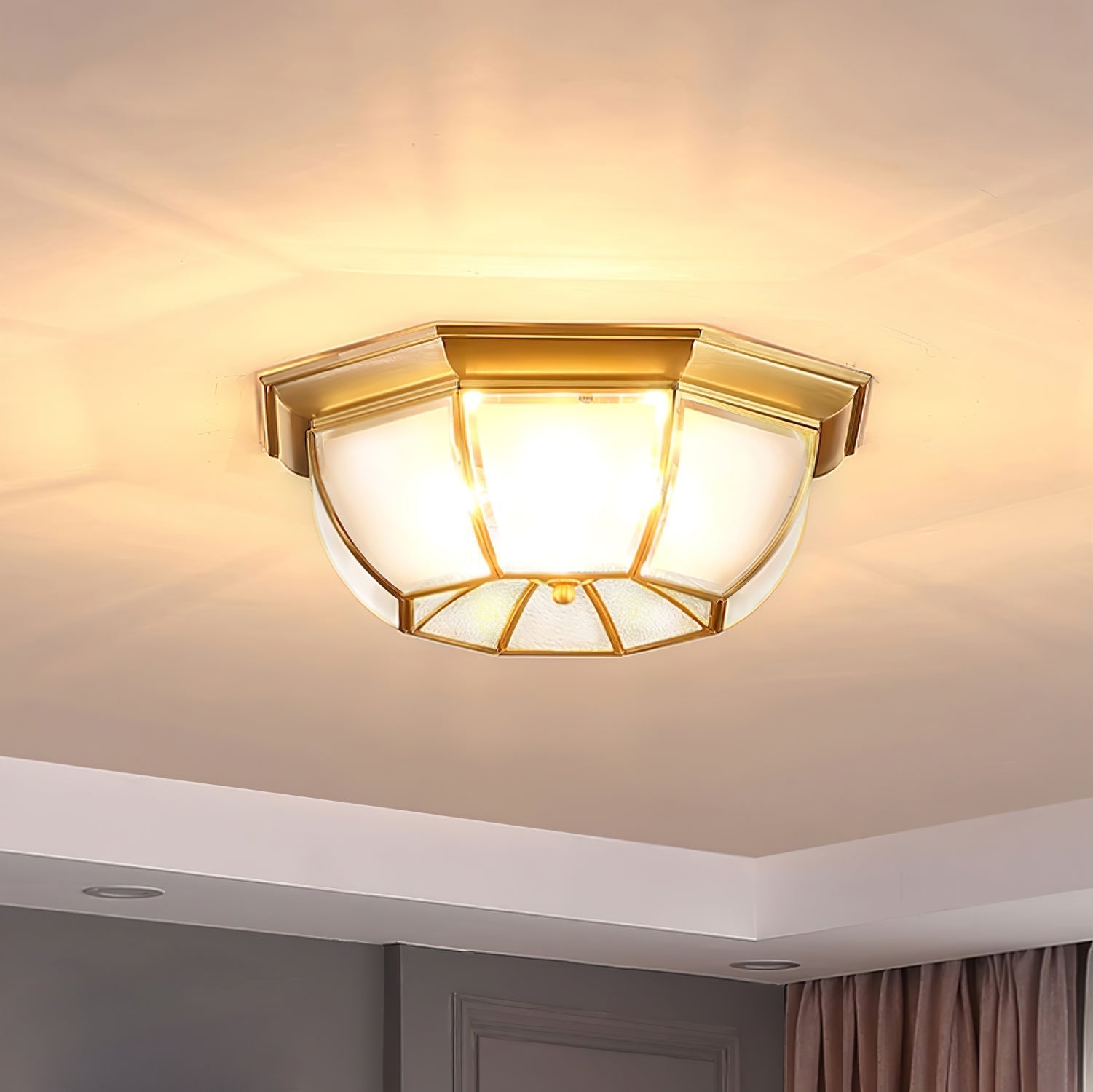 Bowl Shaped Brass Ceiling Lamp by FIFTH & BEAM — product view 2