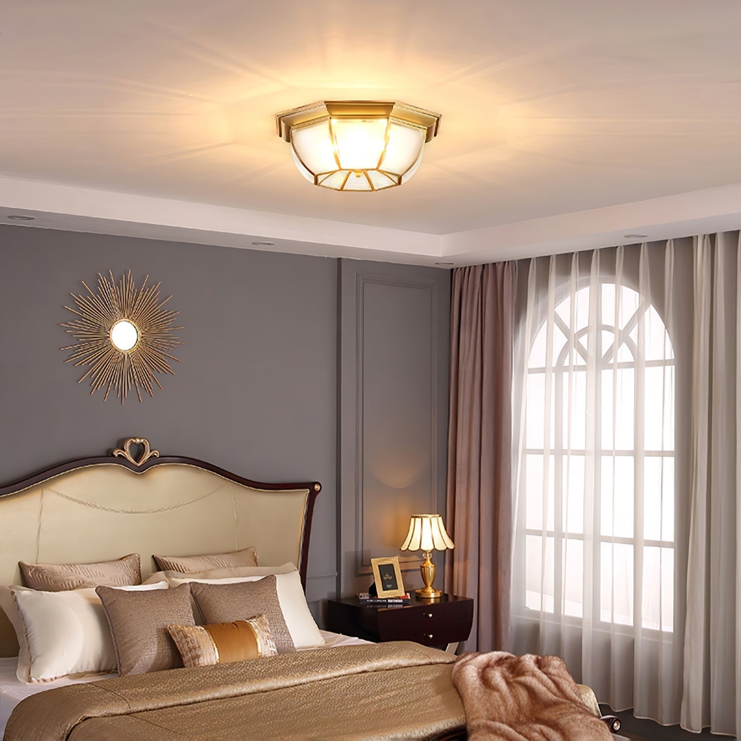 Bowl Shaped Brass Ceiling Lamp by FIFTH & BEAM — product view 5
