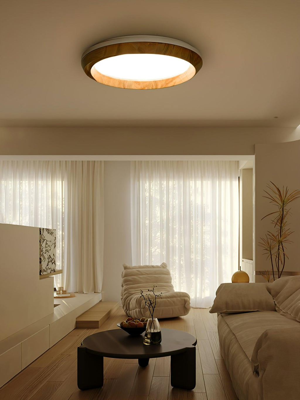 Ripple Wood Ceiling Light by FIFTH & BEAM — product view 4