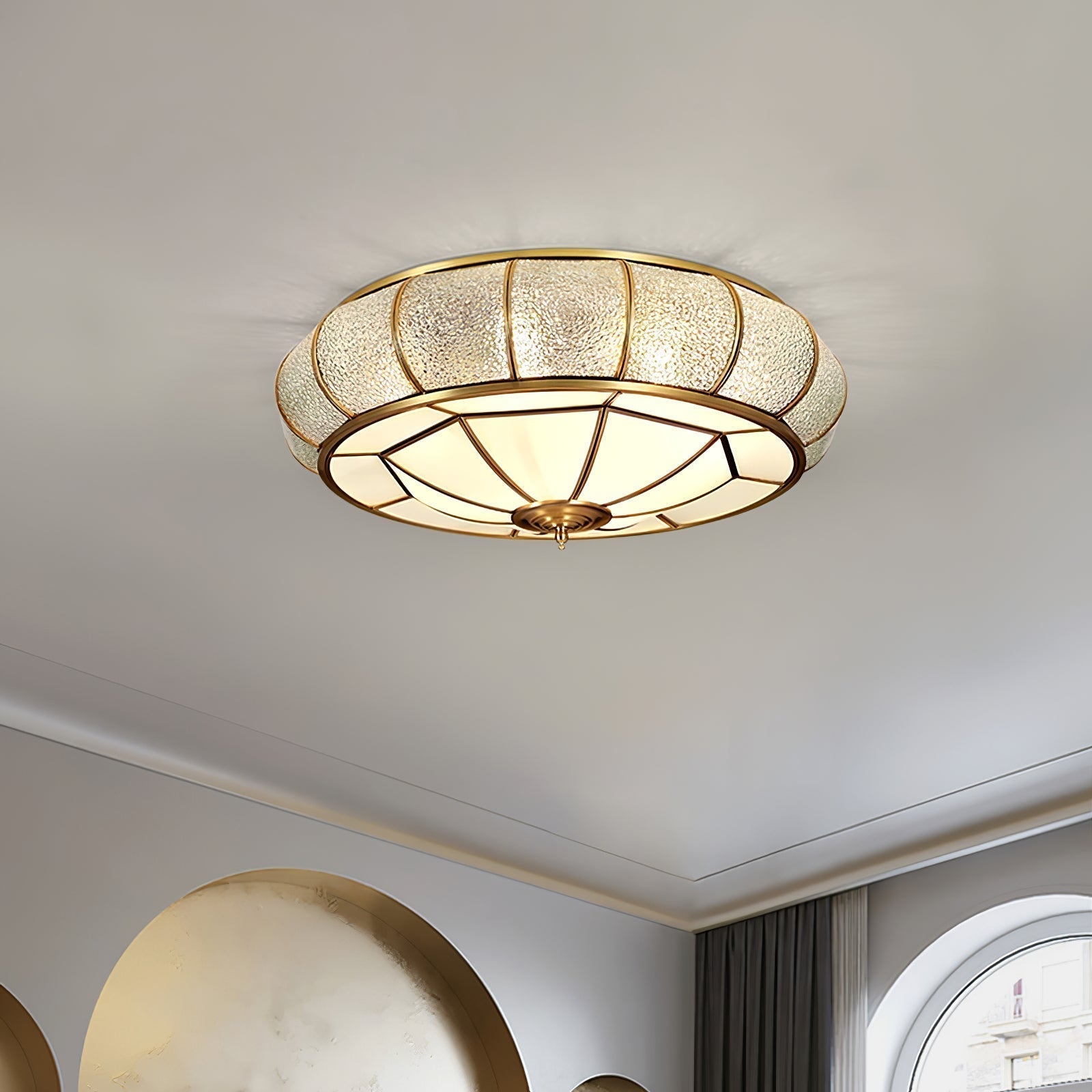 Round Textured Glass Ceiling Light by FIFTH & BEAM — product view 28