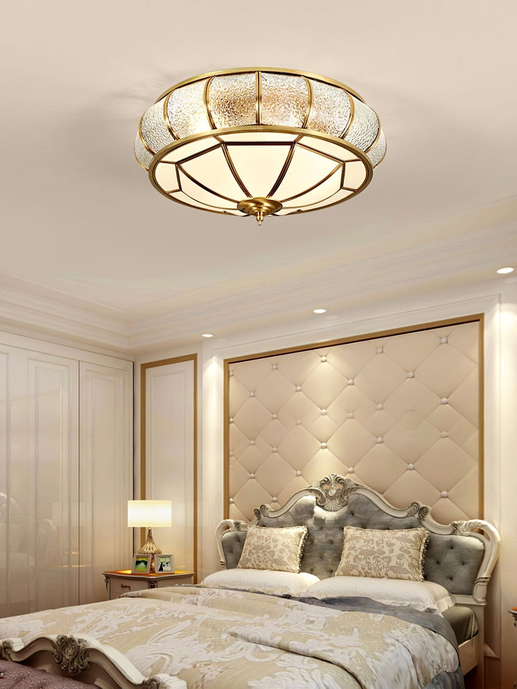 Round Textured Glass Ceiling Light by FIFTH & BEAM — product view 3