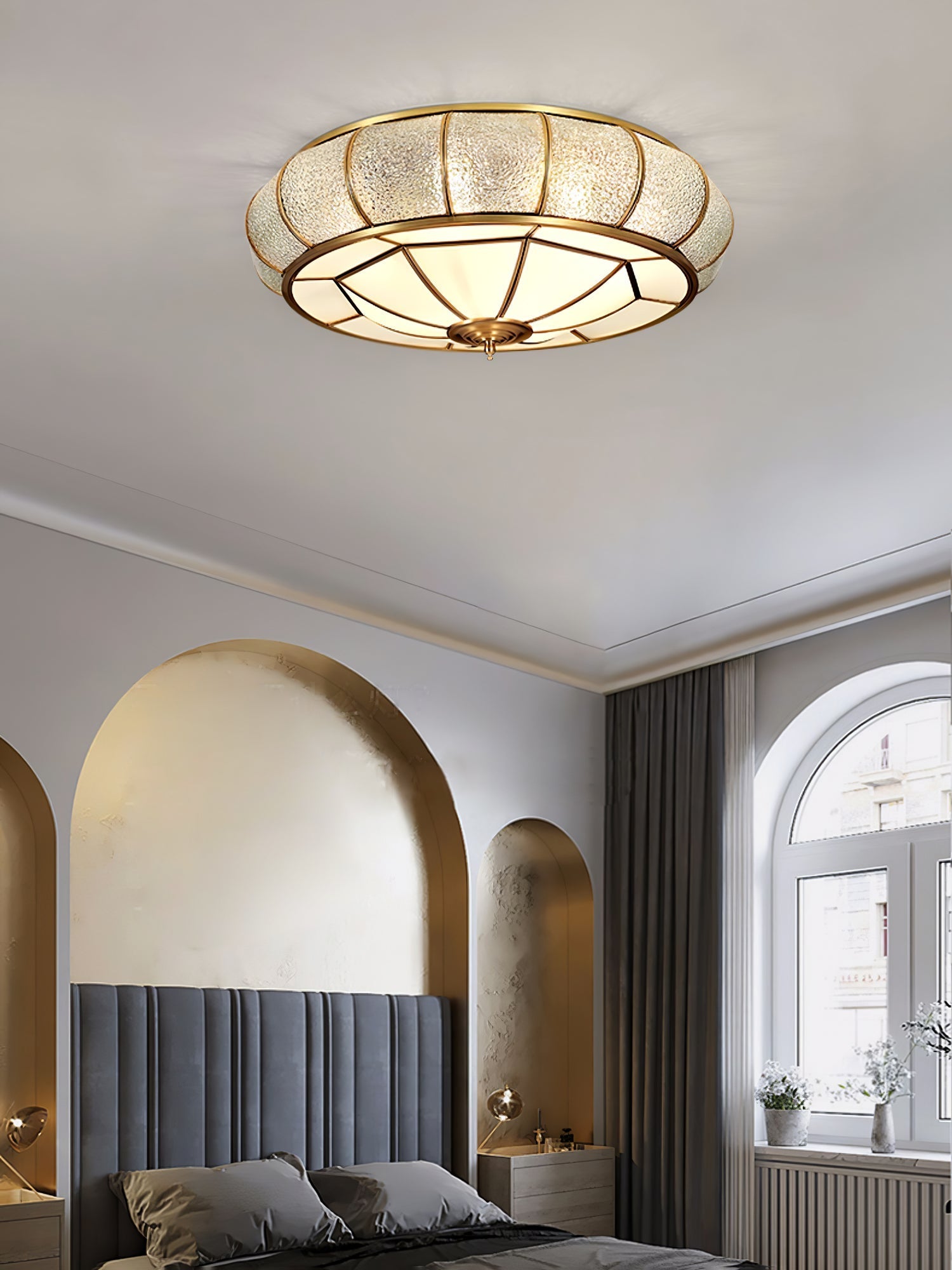 Round Textured Glass Ceiling Light by FIFTH & BEAM — product view 17