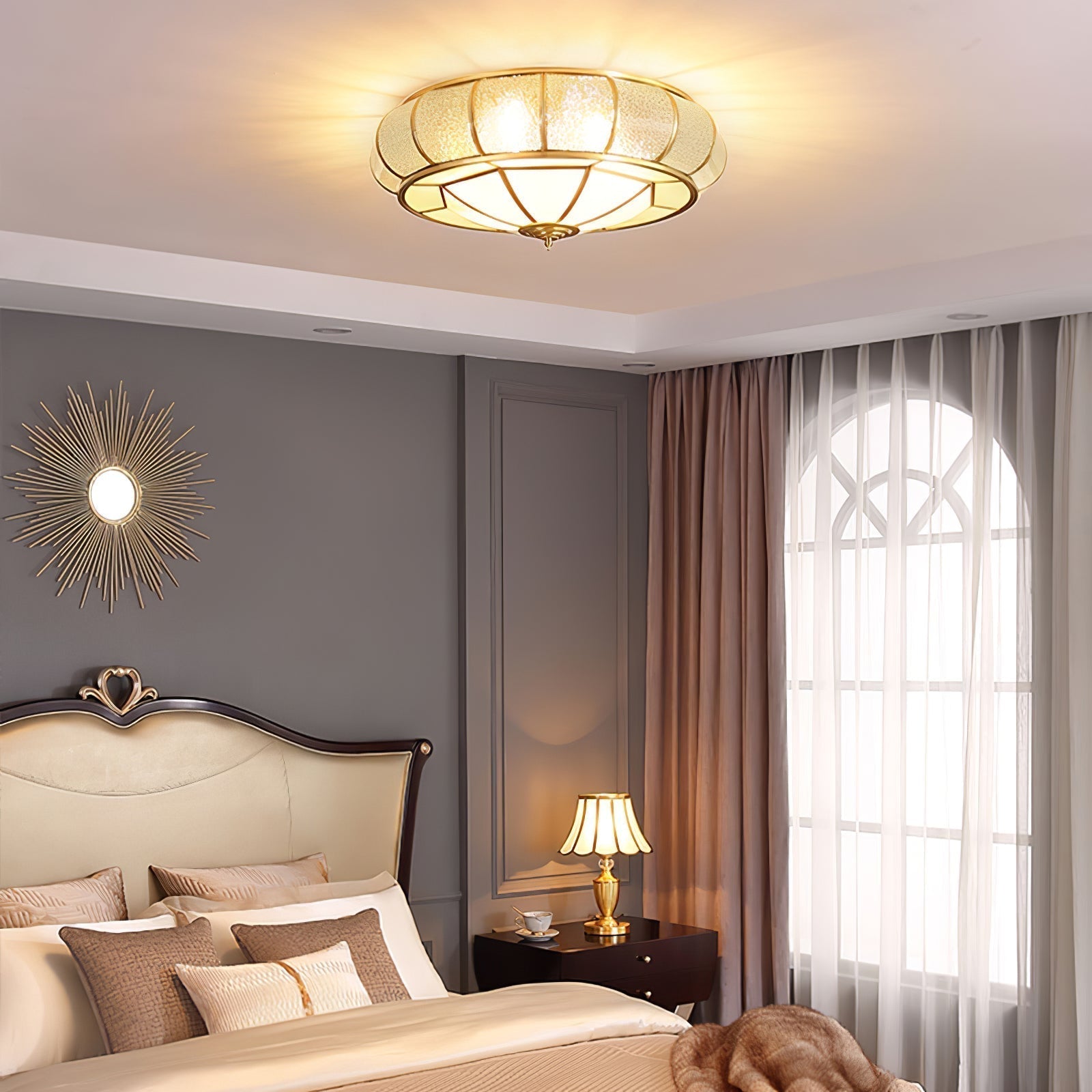 Round Textured Glass Ceiling Light by FIFTH & BEAM — product view 14