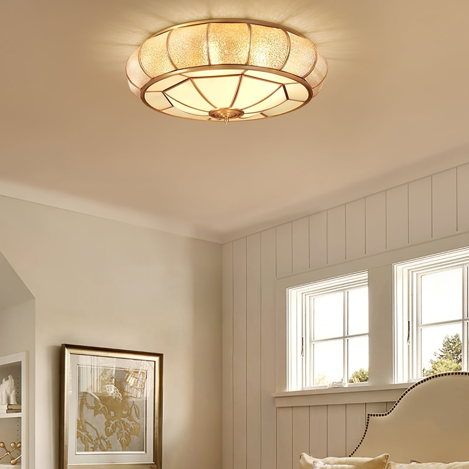 Round Textured Glass Ceiling Light by FIFTH & BEAM — product view 8