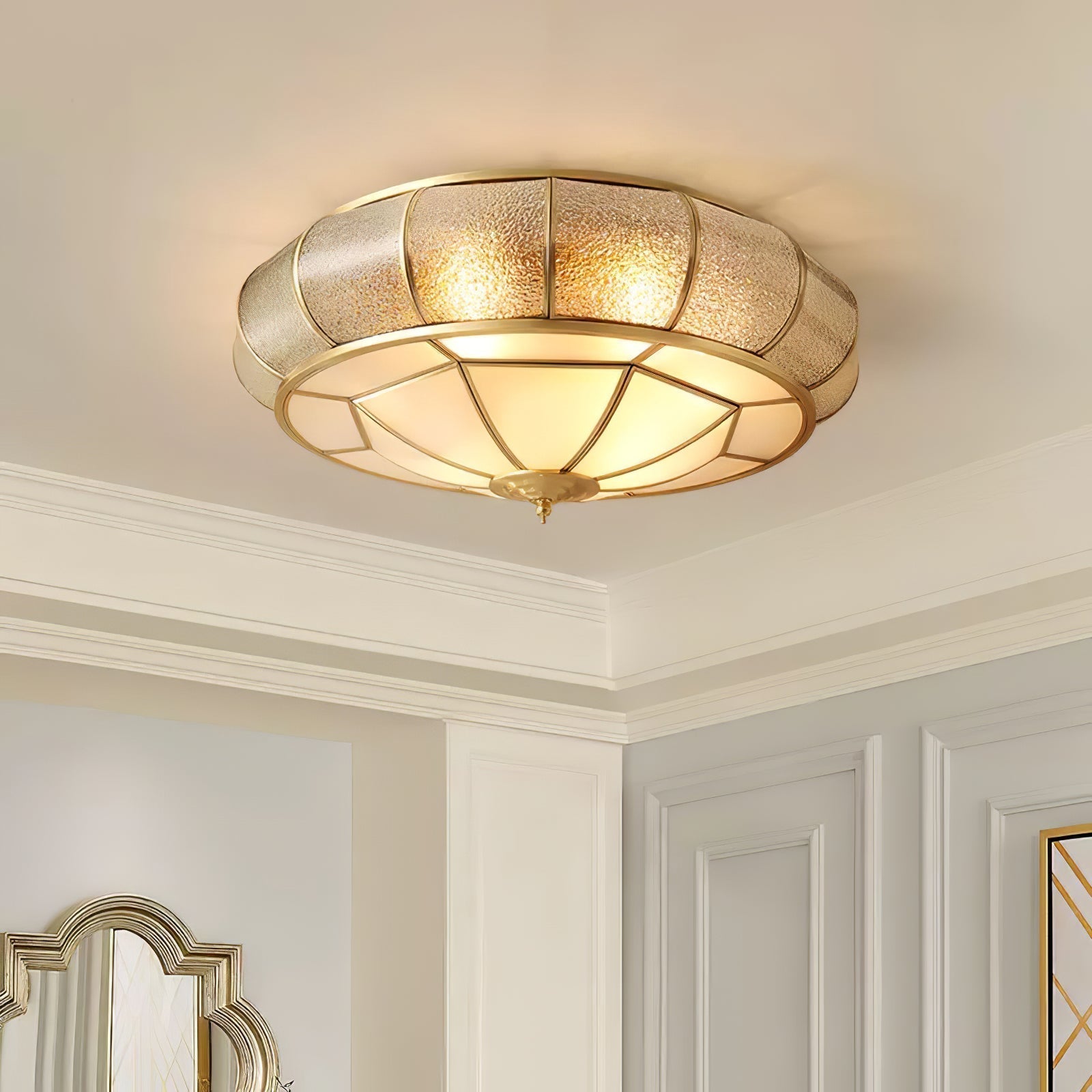 Round Textured Glass Ceiling Light by FIFTH & BEAM — product view 5