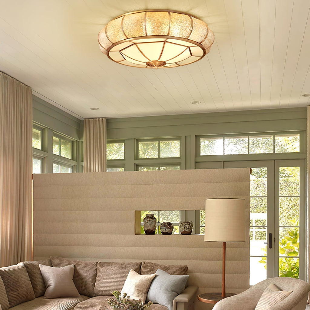 Round Textured Glass Ceiling Light by FIFTH & BEAM — product view 6