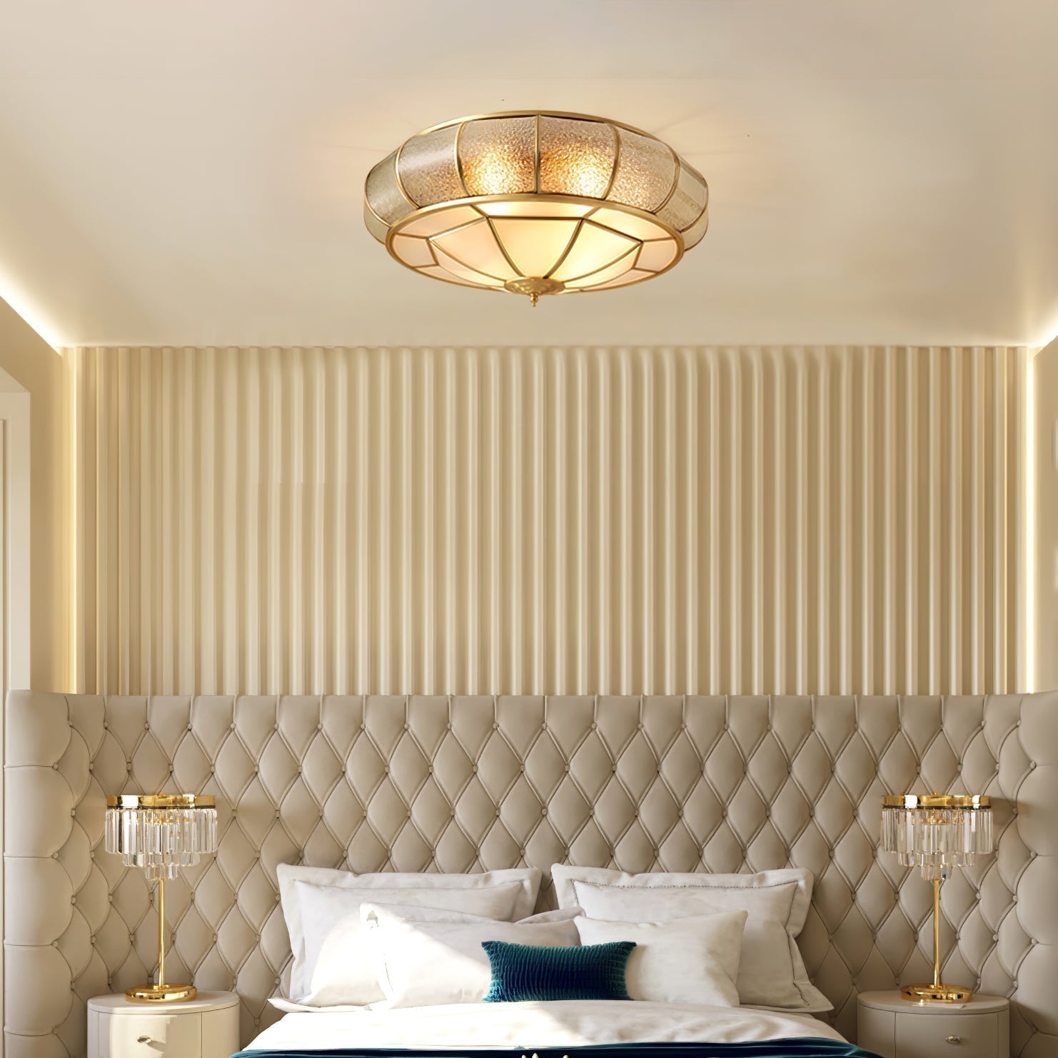 Round Textured Glass Ceiling Light by FIFTH & BEAM — product view 21