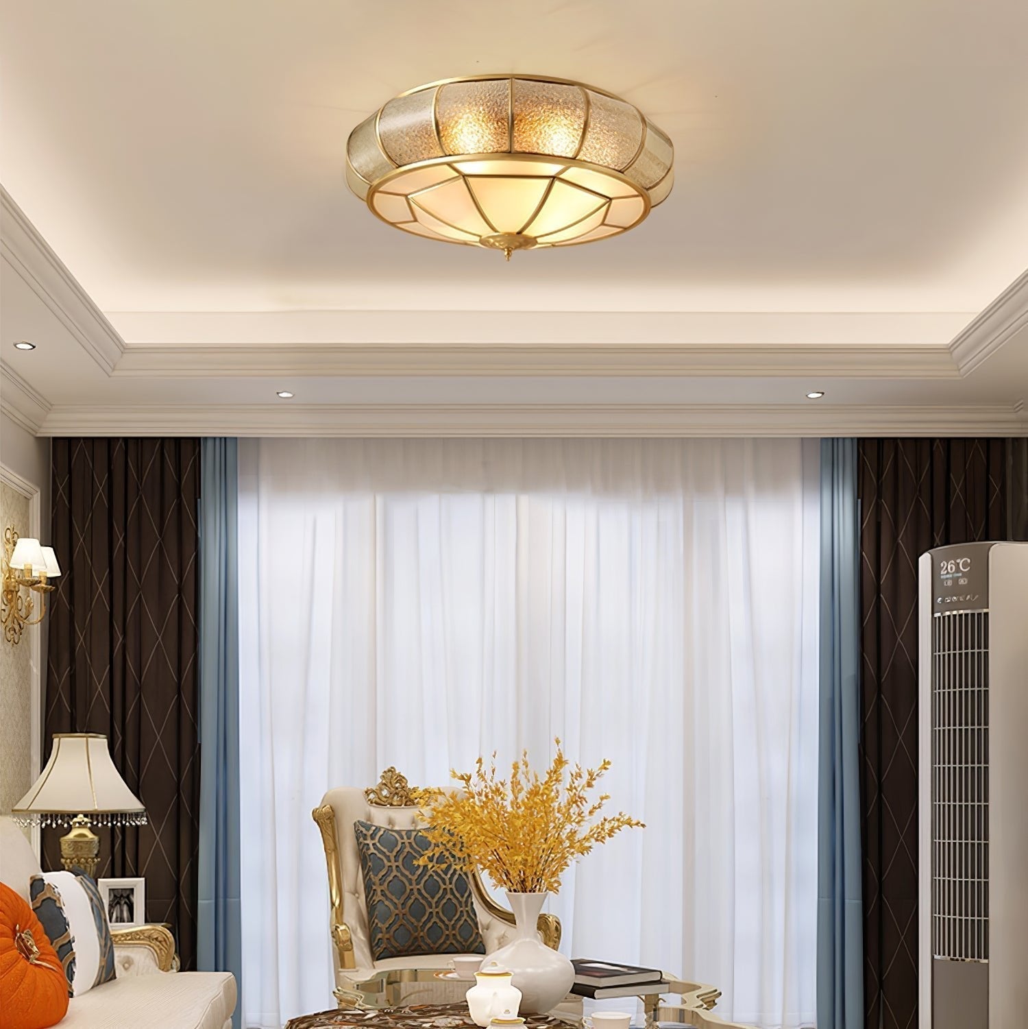 Round Textured Glass Ceiling Light by FIFTH & BEAM — product view 2