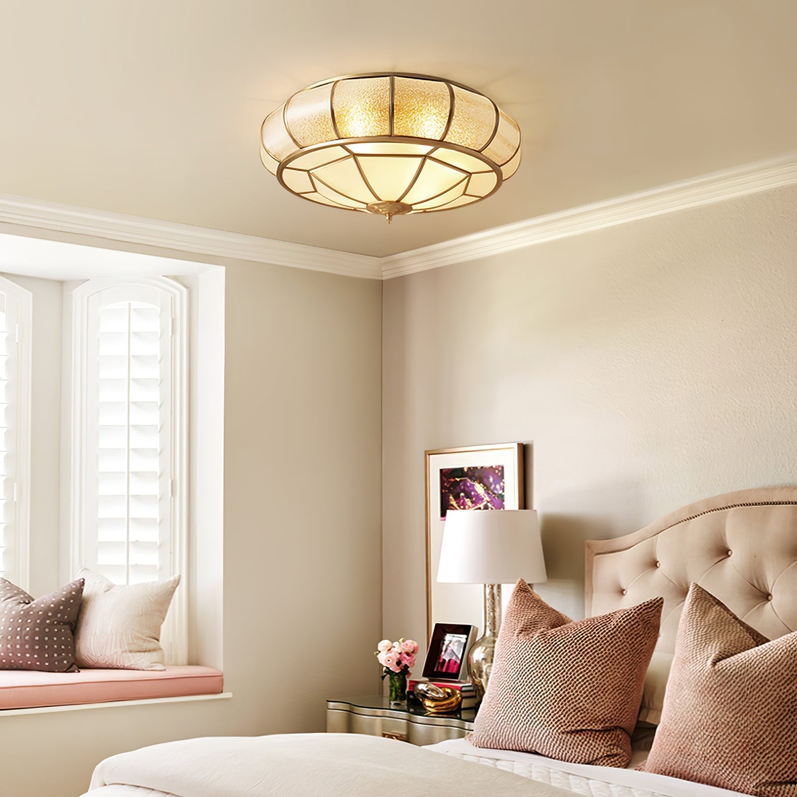 Round Textured Glass Ceiling Light by FIFTH & BEAM — product view 24