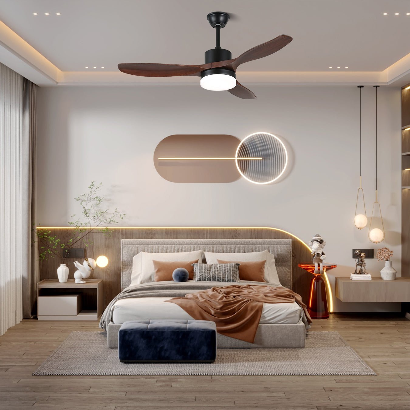 Morty Adams Wooden 48"/52" Ceiling Fan Light by FIFTH & BEAM — product view 9