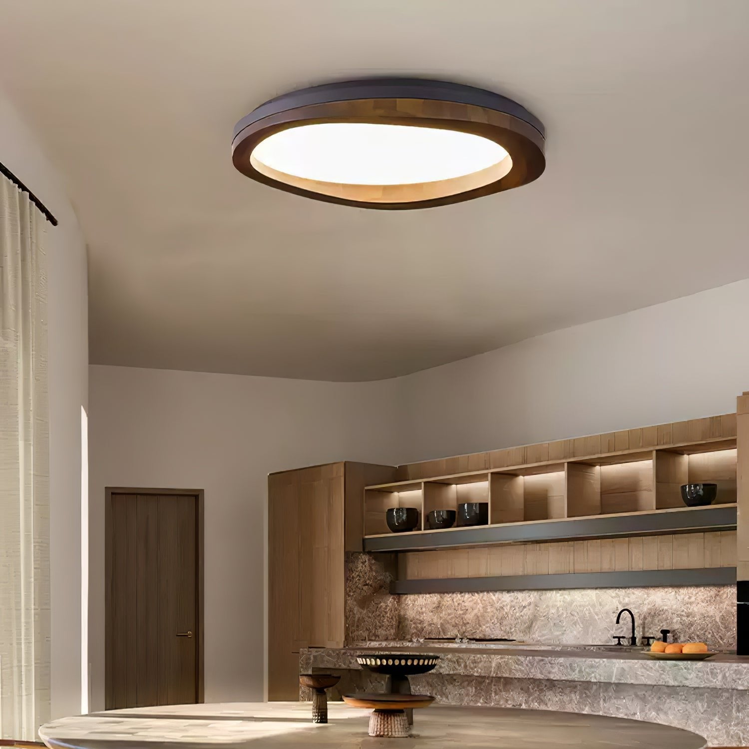 Timber Round Wood Ceiling Lamp by FIFTH & BEAM — product view 3