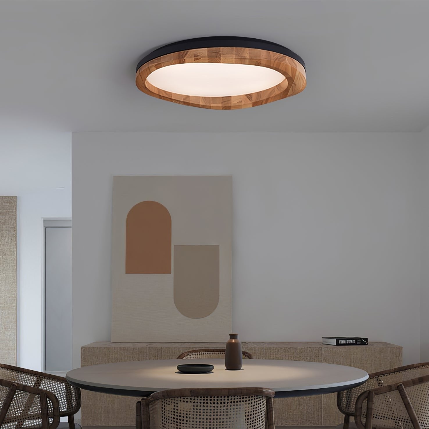Timber Round Wood Ceiling Lamp by FIFTH & BEAM — product view 2