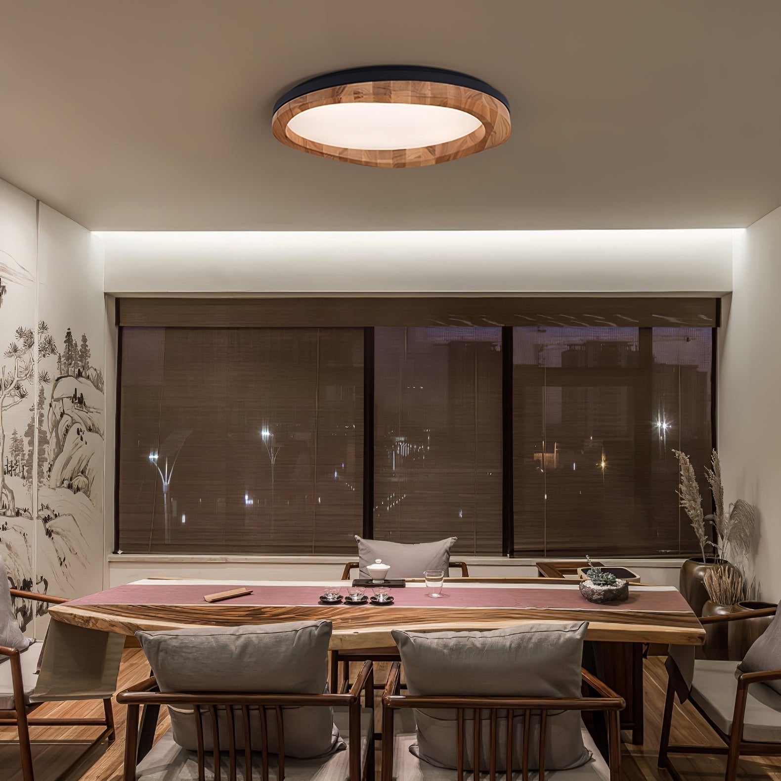 Timber Round Wood Ceiling Lamp by FIFTH & BEAM — product view 4