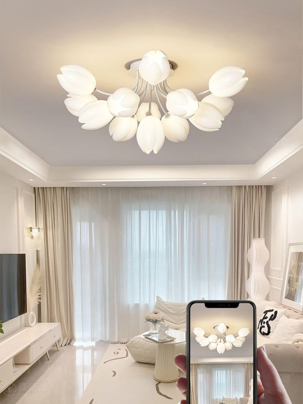 White Tulip Ceiling Light by FIFTH & BEAM — product view 37